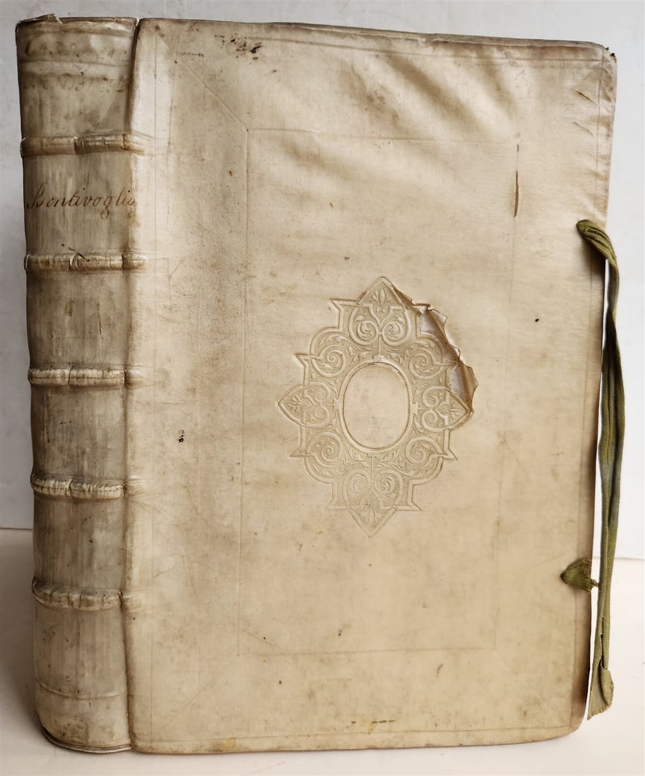 1645 HISTORY of FLANDERS & FRANCE antique VELLUM BOUND FOLIO: BENTIVOGLIO (CARDINAL GUIDO), 1577-1644. OPERE DEL CARDINAL BENTIVOGLIO,. cio e Le Relationi di Fiandra, e di Francia, L'Historia della Guerra di Fiandra, e Le Lettere scritte nel tempo delle sue Nunt