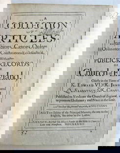 1684 Collection of articles w/ publick records of Church of England antique: Church of England,. A collection of articles, injunctions, canons, orders, ordinances, & constitutions ecclesiastical, with other publick records of the Church of England, chiefly in the times of K. E