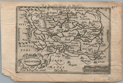 1590s MAP of BRESCIA ITALY by Peter van den Keere Antique