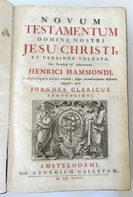 1698 BIBLE NEW TESTAMENT Novum testamentum antique VELLUM BOUND MASSIVE FOILO