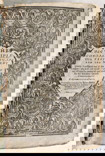 1634 BIBLE in ENGLISH King James antique ORIGINAL BINDING: Holy Bible containing the Old Testament and the new. London: Robert Barker, 1634. (Both titles present, Old & New). PP: A-Kkk8;. Bound with:. The whole book of Psalmes. London: Company of Stationers,