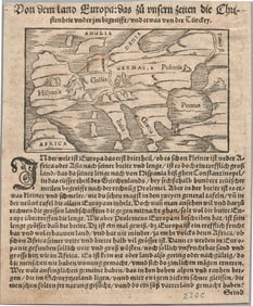 1572 EUROPE MAP from SEBASTIAN MUNSTER COSMOGRAPHIA antique