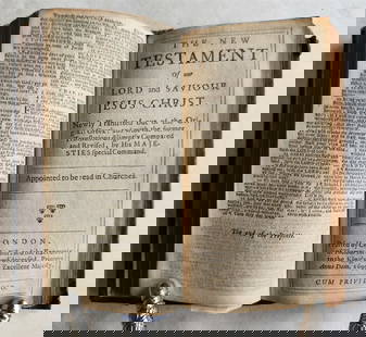 1699 BIBLE in ENGLISH OLD & NEW TESTAMENT antique Vol. II C. Bill & T. Newcomb: Old & New Testament. Vol. II. contains the second part of the Old testament, and the complete New Testament,. London: C. Bill & T. Newcomb; 1699. Bound with:. The Psalms of David. Edinburgh, E Tyler;