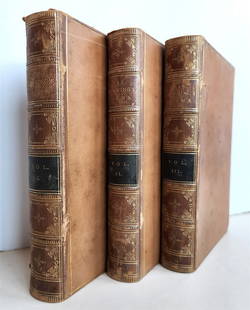1869 POEMS of EZILABETH BARRETT BROWNING 3 VOLUMES antique POETRY: POEMS of EZILABETH BARRETT BROWNING. 3 VOLUMES. New York; 1869. Size 4 1/2 by 7". Original brown morocco ruled in gilt, gilt spine and edges. Very good interior condition, some wear of binding. Text i