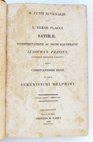 1814 JUNII JUVENALIS et PERSII FLACCI SATIRAE antique 1st American EDITION