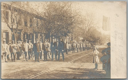 PHILLIPSBURG NJ THANKSGIVING PARADE PATRIOTIC ANTIQUE REAL PHOTO POSTCARD RPPC