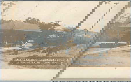 POMPTON LAKES NJ RAILROAD STATION RAILWAY DEPOT ANTIQUE REAL PHOTO POSTCARD RPPC