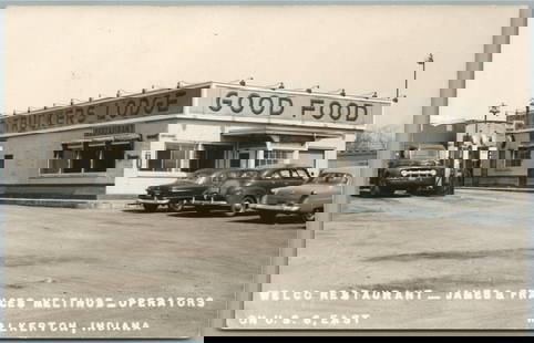 WALKERTON IN GAS STATION w/ TRUCK & RESTAURANT VINTAGE REAL PHOTO POSTCARD RPPC: WALKERTON IN GAS STATION w/ TRUCK & RESTAURANT VINTAGE REAL PHOTO POSTCARD RPPC