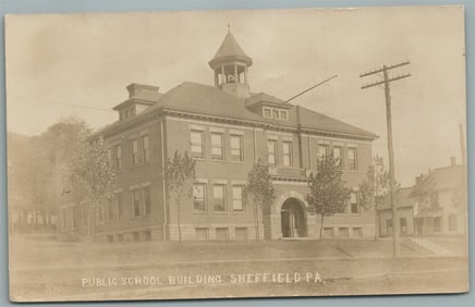 SHEFFIELD PA PUBLIC SCHOOL ANTIQUE REAL PHOTO POSTCARD RPPC