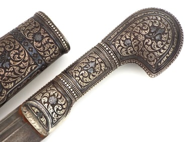 Imperial Russian Gilt Silver And Niello Mounted Caucasian Shashka