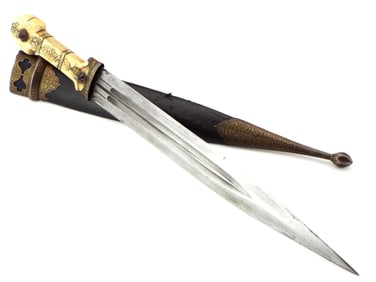 Very Fine 19th C. Russian Caucasian KINDJAL in Exquisite Niello Silver Mounts