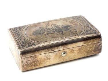 Antique Imperial Russian TROIKA Niello 84 Silver Box