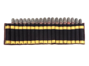Set of 18 Imperial Russian Caucasian Warriors GAZIRI Powder Cartridges with Niello Silver Tops