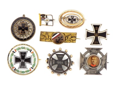 Imperial German/Prussian Mourning Jewelry & Patriotic Pin lot