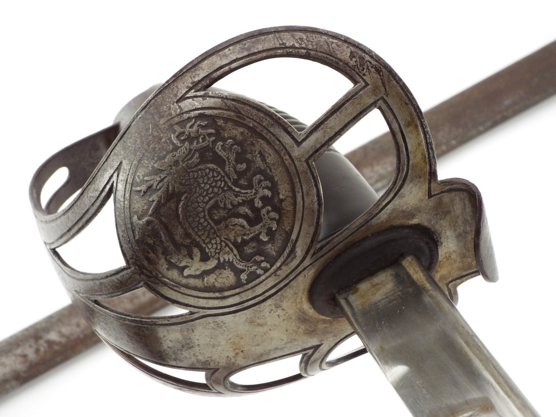 RARE German made Chinese Officer's M1889 Sword with Dragon on the Guard HORSTER SOLINGEN: RARE German made Chinese Officer's M1889 Sword with Dragon on the Guard HORSTER SOLINGEN Full Length 39 Inches Blade Length 32 Inches