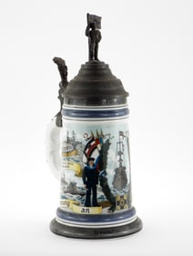 German Regimental Naval Beer Stein with Lithophane