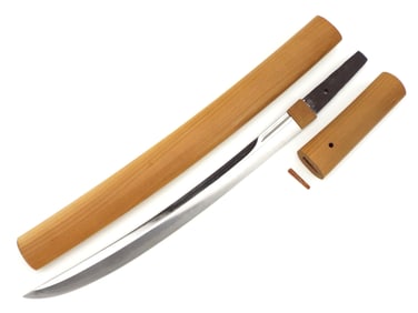 Muromachi Era Naginata-Naoshi Samurai Wakizashi Signed KAZEKAGE in Shirasaya.