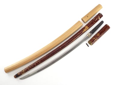 Japanese Samurai Shikomizue Sword Cane in Cherry Tree Bark Scabbard