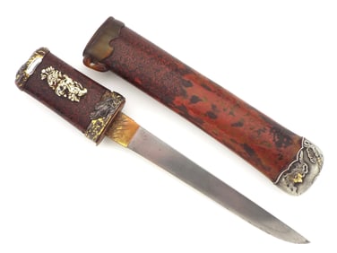 Edo Period Kaiken Tanto with Real Solid Gold Menuki