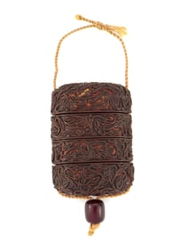 Very Beautiful Meiji Period Into Carved And Lacquered Wood