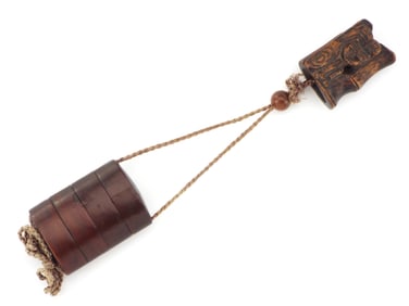 Meiji Japanese Carved Wood Inro Ojime & Netsuke