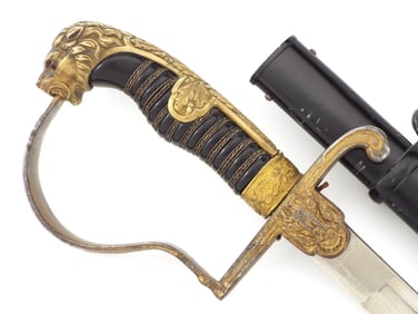 German WWII Officers Lion Head Sword by ALCOSO SOLINGEN