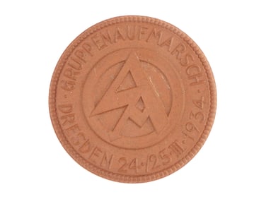 German WWII Terra Cotta SA Truppenmarsch Dresden Medallion