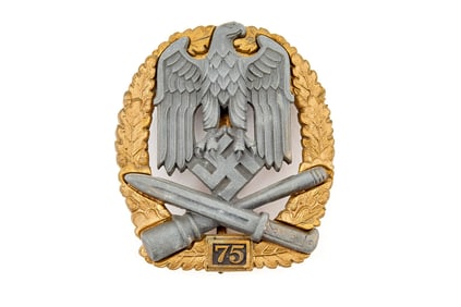 NEAR MINT German WWII 75 Engagement General Assault Badge - JFS