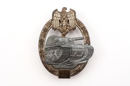 Exceptional German WWII 25 Engagement Panzer Assault Badge