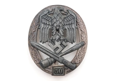 German WWII 50 Engagement General Assault Badge by RUDOLF KARNETH