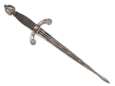 Very Fine 16th-17th C. Italian Left Hand Dagger with Pierced Blade & Mounts.