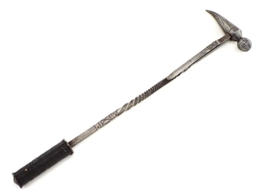 Antique German Engraved Iron Battle Warhammer Mace Helmet Breaker