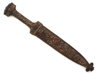 Beautiful Antique 19th C.Italian Romantic Dagger, Figural Steel Mounts.