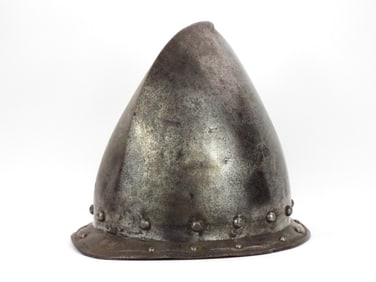 Rare 16th-17th C. Spanish or Italian CABASETTE Morion Helmet.
