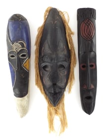 Lot of 3 African Handcrafted Wood Masks