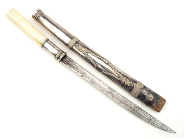 Antique Thai Siamese Silver Dha Dagger FINE Handle