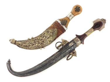 2 Ornate Antique Arabic Islamic KOUMIYA Daggers