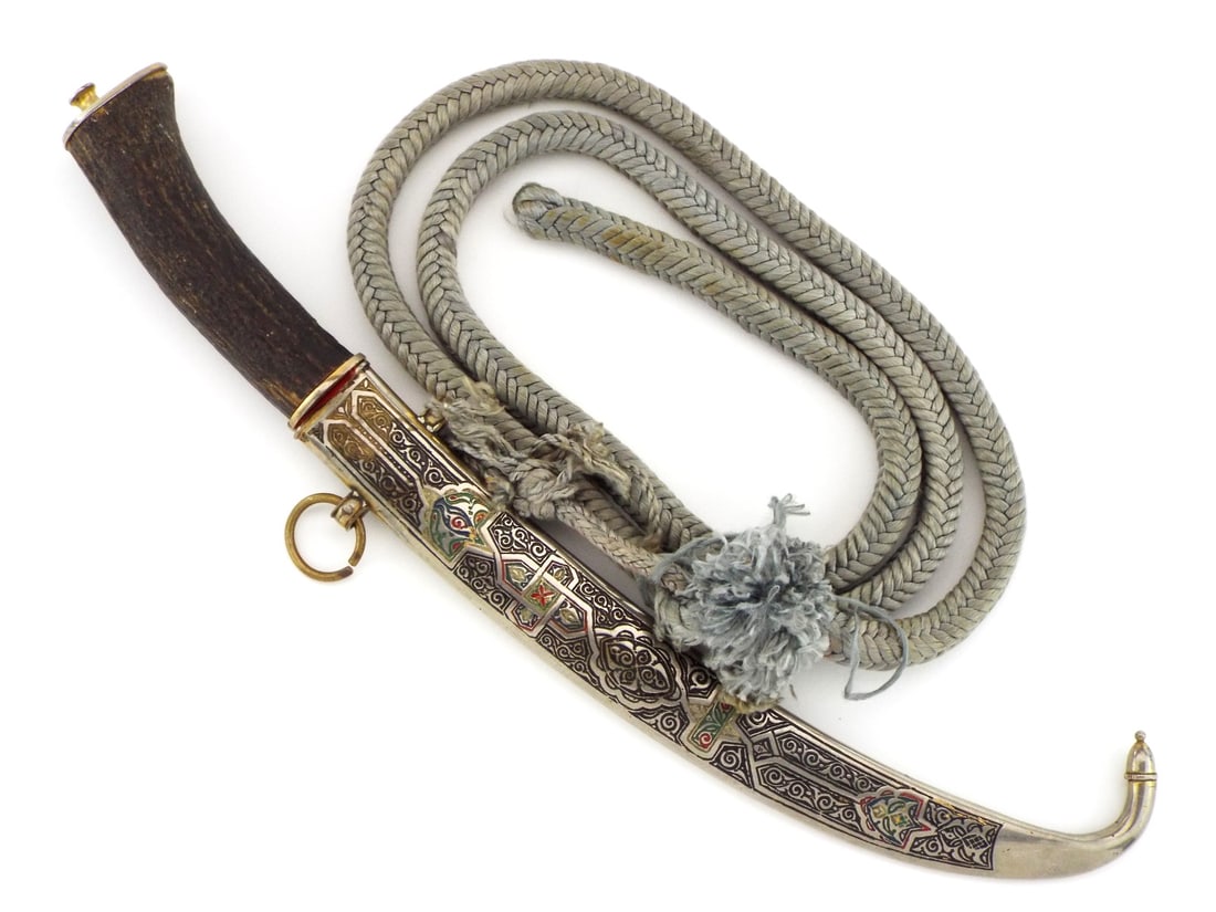 Very Ornate Antique Arabic Arab Islamic Enamel Dagger. (1 of 20)