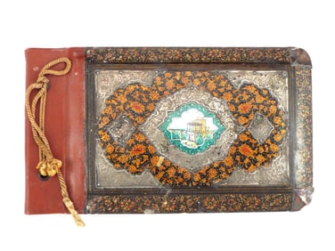 19th C. Persian Photo Album With Enamel/Silver Decorations