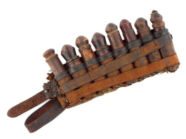 Early 17th C. German Wheelock Carved Powder Flask