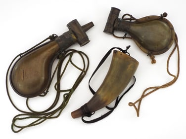 3 American Mid 19th C. Powder Horns