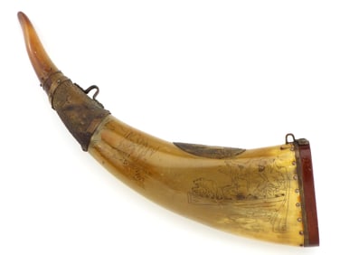 Fine American Hunting Powder Horn Hand Engraved by SAMUEL HIGGS