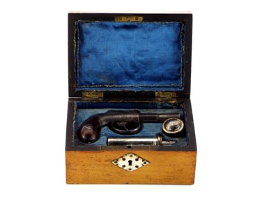 19th C. Cased Bar Hammer Pocket Pistol