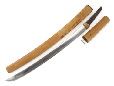 Rare Heavy EDO OODANBIRA Long and Wide Hira Zukuri Samurai Wakizashi
