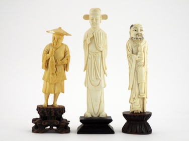 Lot of 3 Antique Japanese FINE Bone Carvings