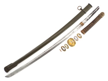 Japanese WWII Officer's Battle Sword Green Metal Say Possibly Paratrooper