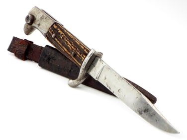 German WWII Luftwaffe Stag Handle Fighting Knife Bayonet