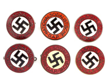 Lot of 6 German WWII NSDAP Party Pins