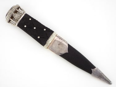 Fantastic Early 20th C. Scottish Officer's Silver Mounted Sgian Dubh Dagger