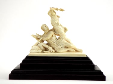 Exceptional and FINE French Early 19th C. Carved Figure of Fight Scene